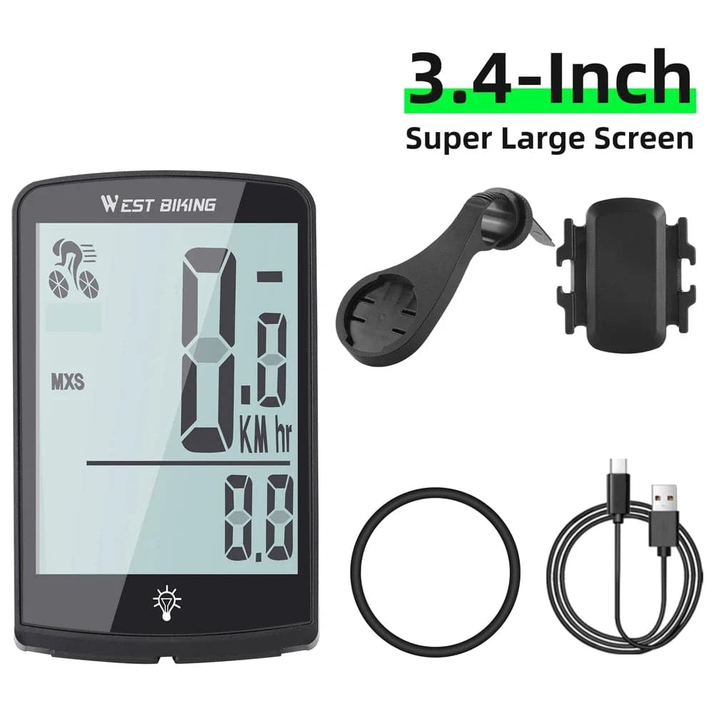 Bicycle Speed Meter Waterproof Cycling Mileometer Multi-functional Digital Bike Speedometer Full Screen Mobile Phone APP Control-WAYBIKER