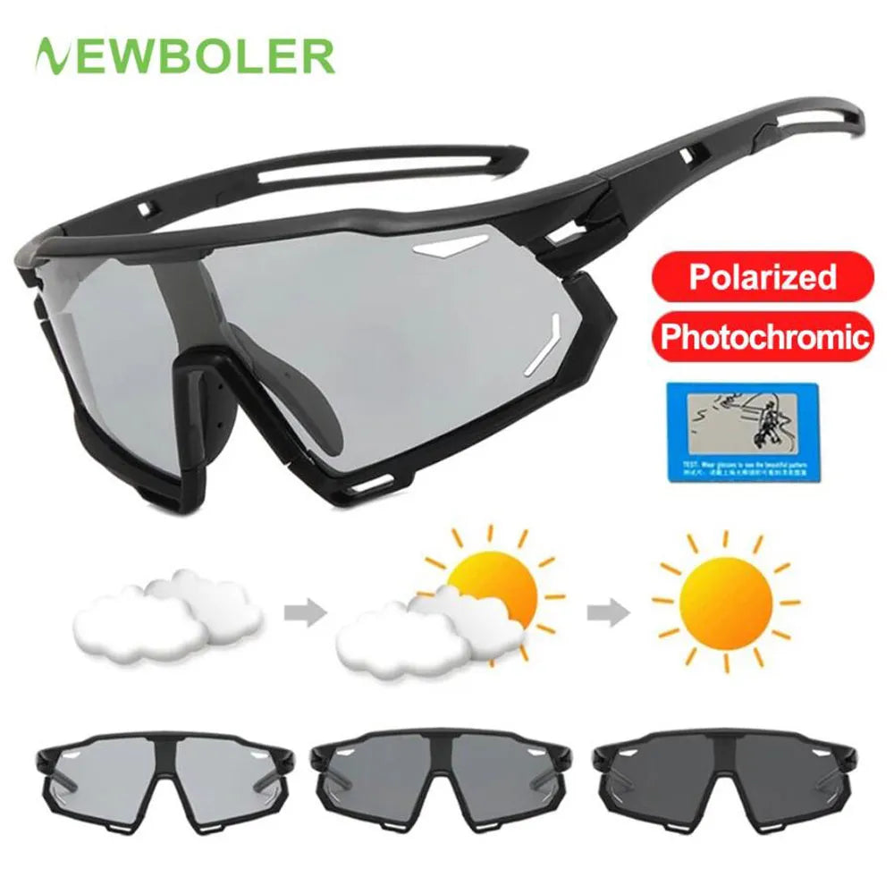 NEWBOLER Photochromic Cycling Glasses Men's and Women's Polarized Bike Eyewear UV400 Sports Sunglasses MTB Bicycle Road Goggles-WAYBIKER