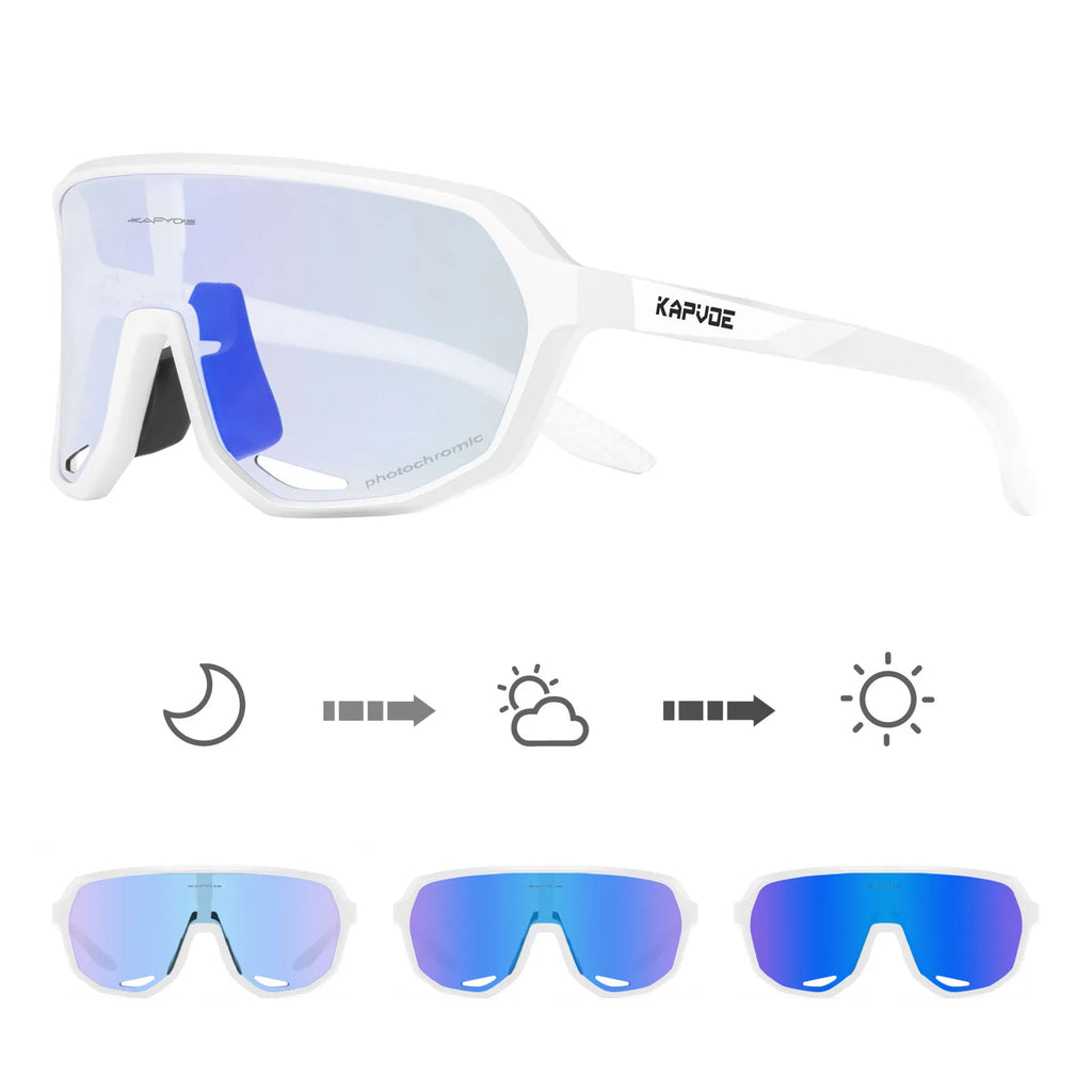 KAPVOE Outdoor Sport Photochromic Cycling Sunglasses UV400 Road Bike Cycling Glasses for Men Women MTB Driving Bicycle Goggles-WAYBIKER