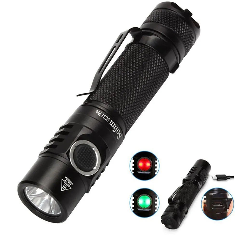 Sofirn SC31 Pro LED Flashlight Powerful Rechargeable 18650 Torch USB C SST40 2000LM Anduril Outdoor Tactical Flashlight-WAYBIKER