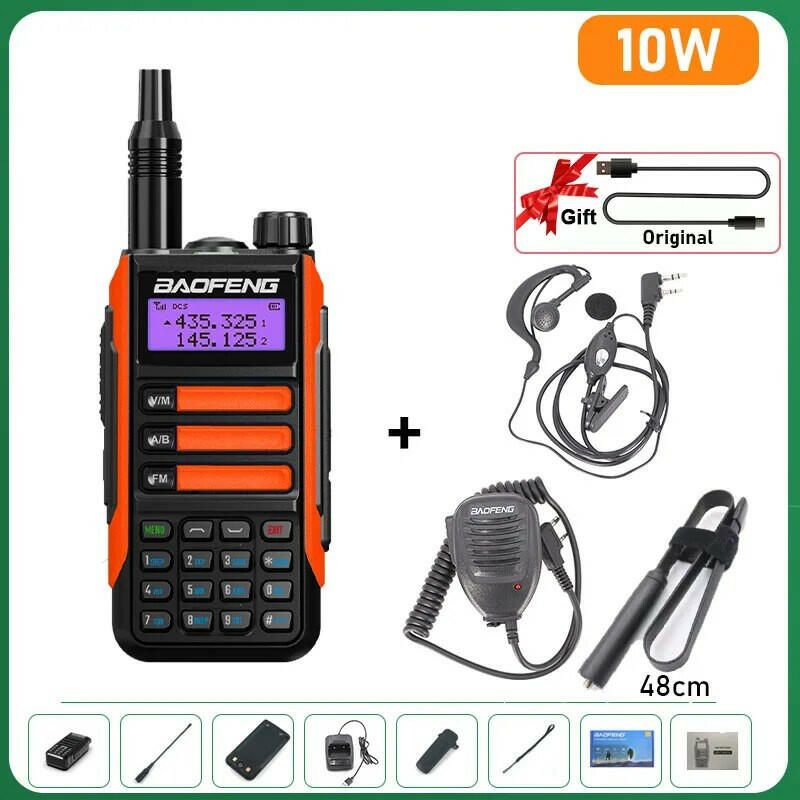 BaoFeng UV-16 Plus Walkie Talkie High Power USB C 10KM Long Range UV-16 Two Way Radio Dual Band Waterproof Transceiver FM Radio-WAYBIKER