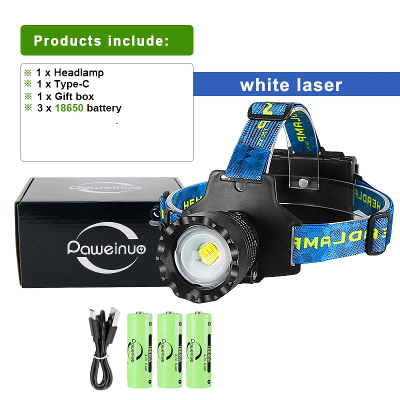 Super LED Powerful Headlamp Head Flashlight 18650 Rechargeable Head Lantern Long Range 1500M Fishing Head Lamp Light Headlight-WAYBIKER
