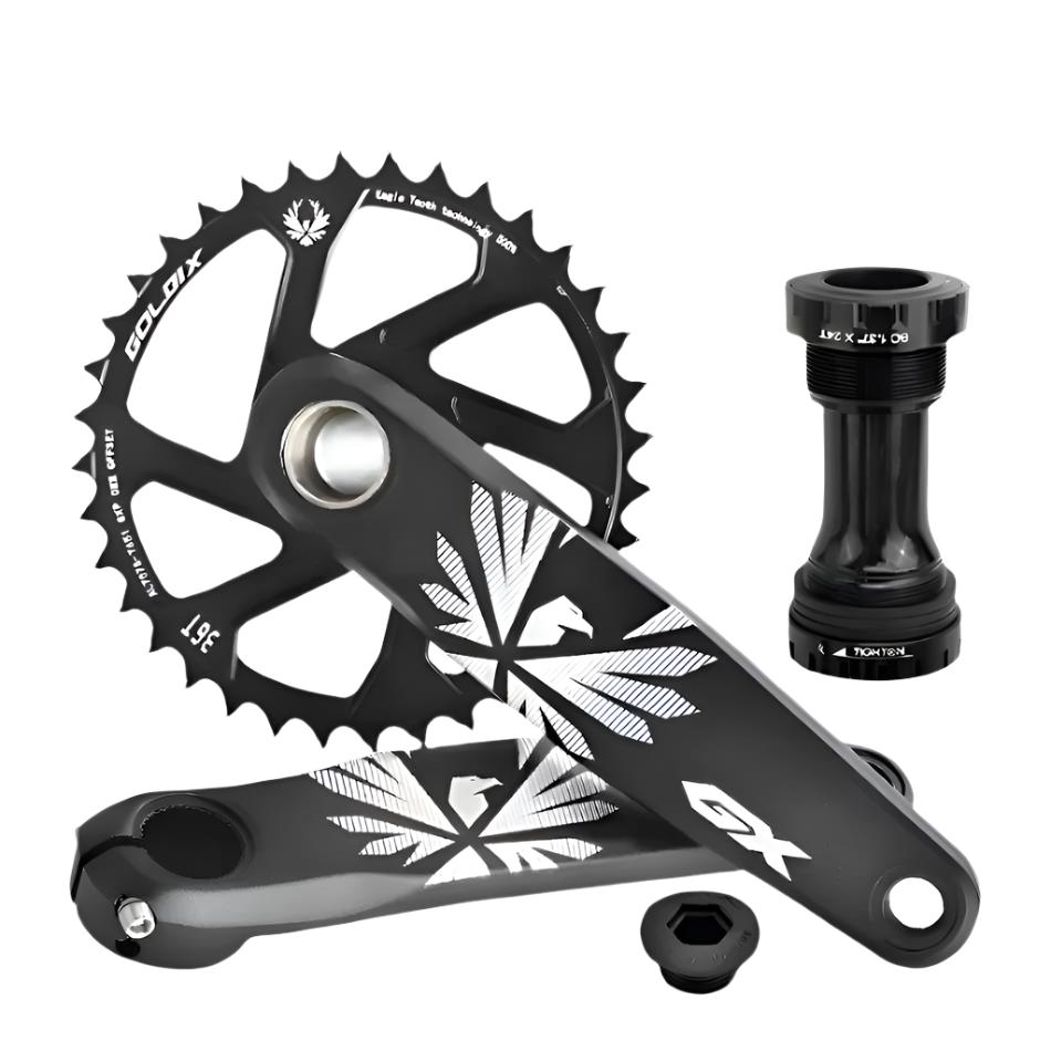 GOLDIX GX Bicycle Crankset 170/175mm Crank Install Directly GXP 0mm Offset Chainring 30/32/34/36/38T Mountain Bike Crankset-WAYBIKER