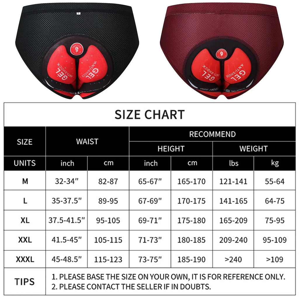 Bike  Undershorts , 3D Padded Men's Padded Shorts for BMX, Folding Bike ,Mountain Road Bike, Motorcycle ,Cycle-WAYBIKER