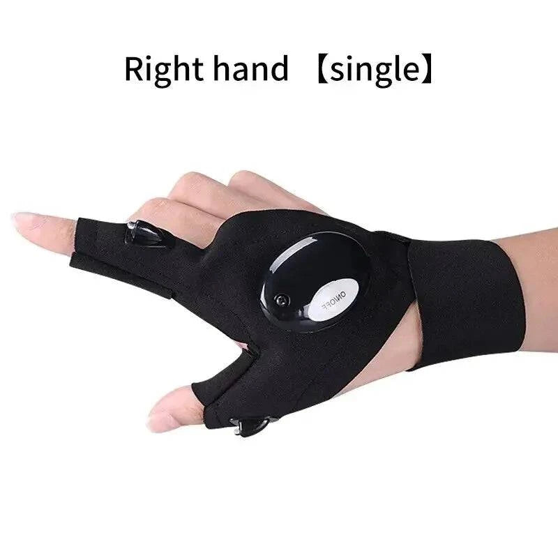 Night Light Fingerless Glove Waterproof Led Fishing Gloves Camping Hiking Survival Rescue Multi Light Tool Outdoor Tool-WAYBIKER