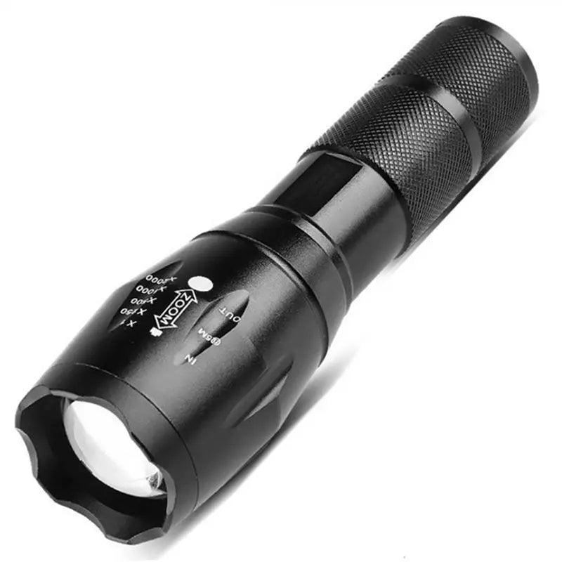 T6 Strong Light Flashlight LED Aluminum Alloy Telescopic Zoom Battery Version Charging Outdoor Searchlight Remote Flashlight-WAYBIKER