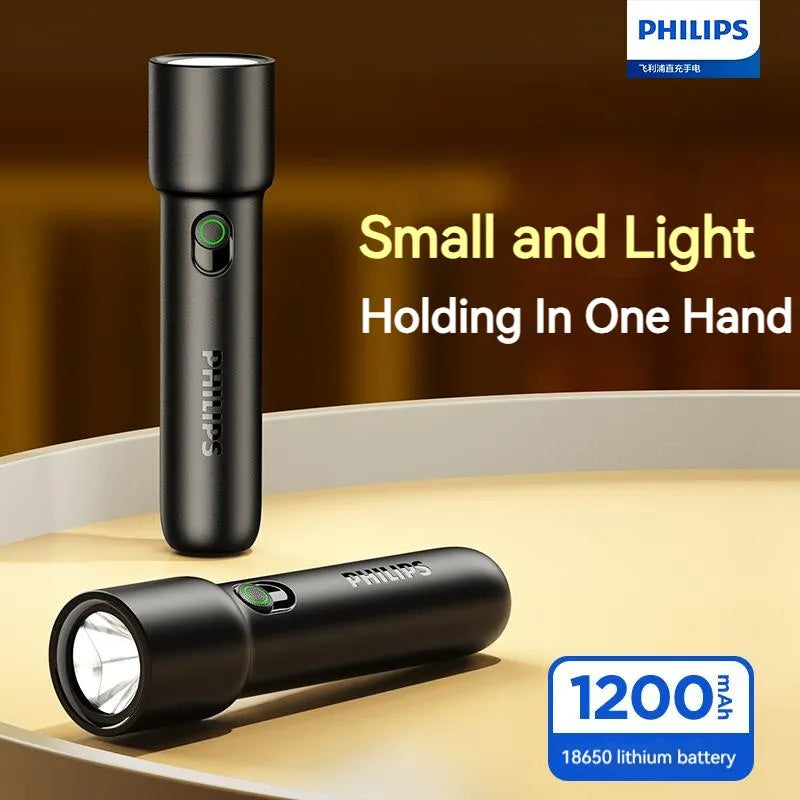 Philips 2023 New EDC Portable Flashlight Rechargeable LED Flashlights for Defensa Personal Self Defense Camping Hiking-WAYBIKER