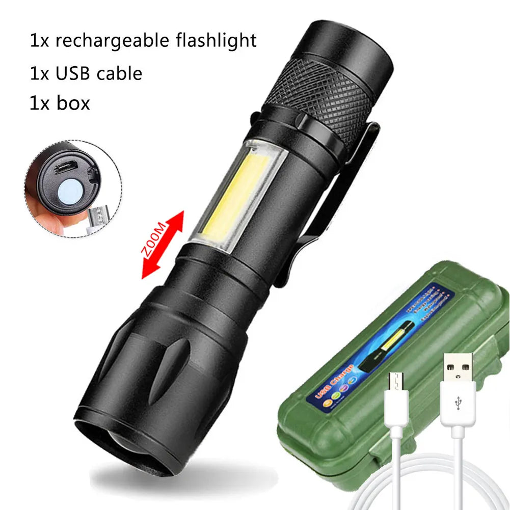 Portable Rechargeable Zoom LED Flashlight XP-G Q5 Mini Flash Light Torch Lantern 3 Lighting Modes Camping lamp-WAYBIKER