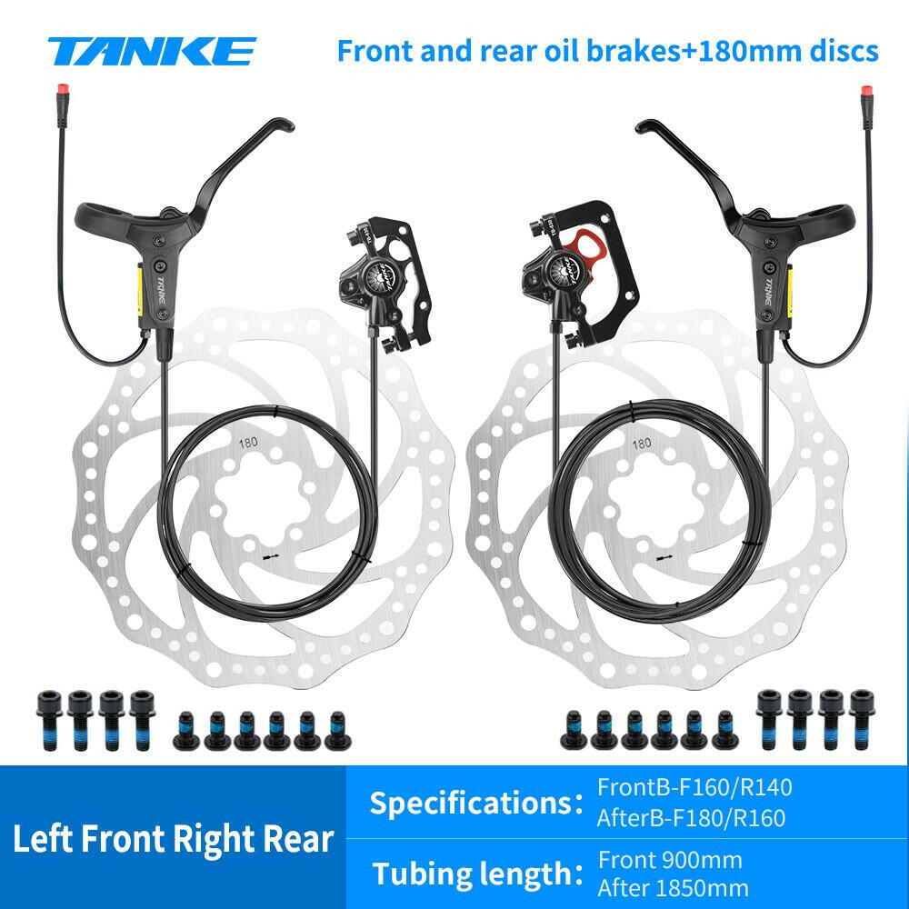 TANKE e-bike MTB electric Bike Hydraulic Disc Brake Set 180mm Rotors Oil Calliper Plate Front Rear Mountain Bicycle Clamp 22.2mm-WAYBIKER
