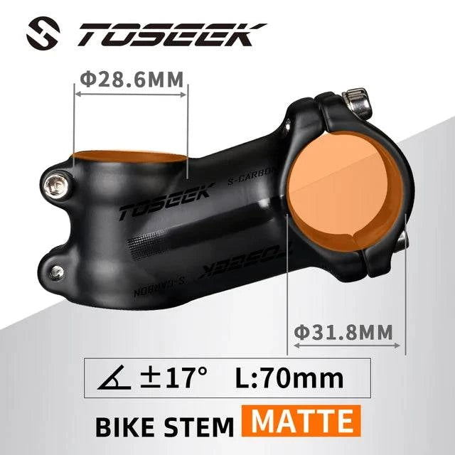 TOSEEK Ultralight Aluminum Bike Handlebar Stem 6 Degree 17 Degree Mtb Stem 50mm-120mm Power Mtb 31.8mm Mountain Bike Stem-WAYBIKER