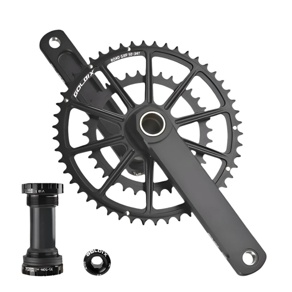 GOLDIX Road Bike Crankset 165/170/172.5/175mm Length Bicycle Crank GXP double Chainring Crown 50-34T/52-42T/53-39T For SHIMANO-WAYBIKER