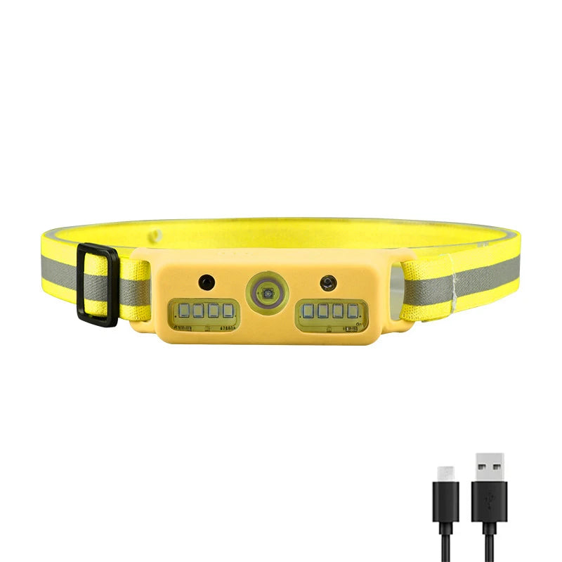 Portable LED Induction Headlamp XPE+COB Headlight 18650 Battery USB Rechargeable Waterproof Camping Torch Powerful Head Lamp-WAYBIKER