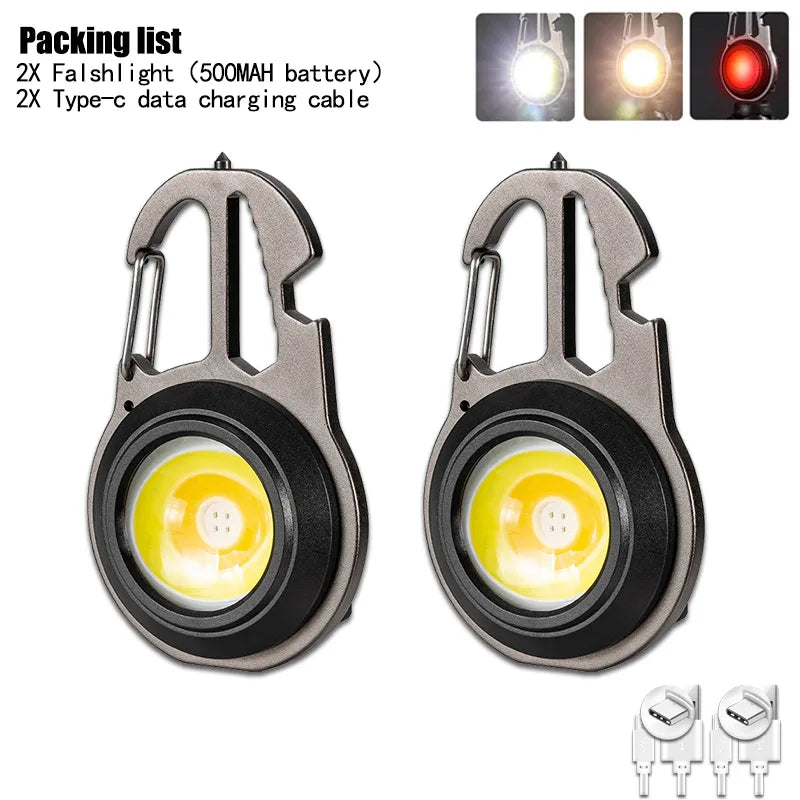 2023 New Mini Lantern Mutifuction Portable LED Flashlight Pocket Work Light Outdoor Camping Fishing Climbing Keychain Light-WAYBIKER