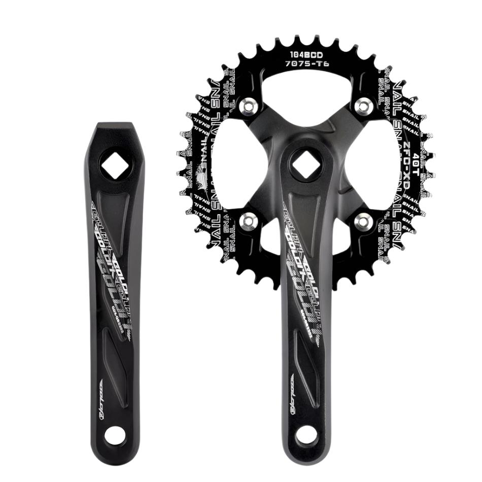 GOLDIX Square Hole Bicycle Crankset Aluminum Alloy MTB Crank 170/175mm Length Narrow Wide Teeth 104BCD 32/34/36/38/40/42T-WAYBIKER