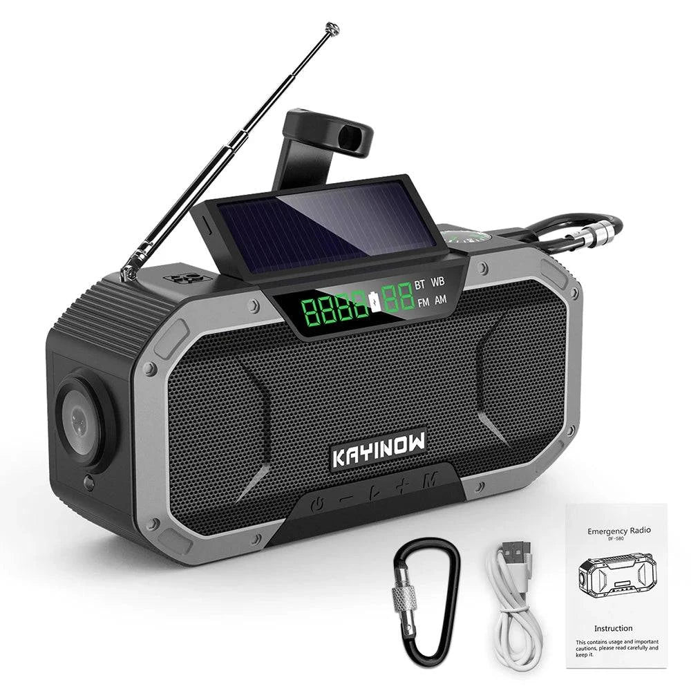 Emergency Sun Power Hand Crank Radio 5000mAh Power Bank Charger Flash Light Outdoor Camping Survival Radio-WAYBIKER