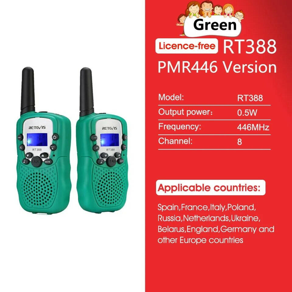 RETEVIS RT388 Walkie Talkie Children 2 Pcs Children Radio Receiver WalkieTalkies Kids Birthday Gift Child Toys for Boys Girls-WAYBIKER