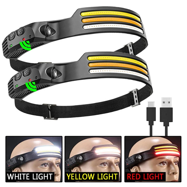 Powerful LED Induction Headlamp Built in Battery USB Rechargeable Waterproof Headlight Outdoor Night Running Camping Search Lamp-WAYBIKER