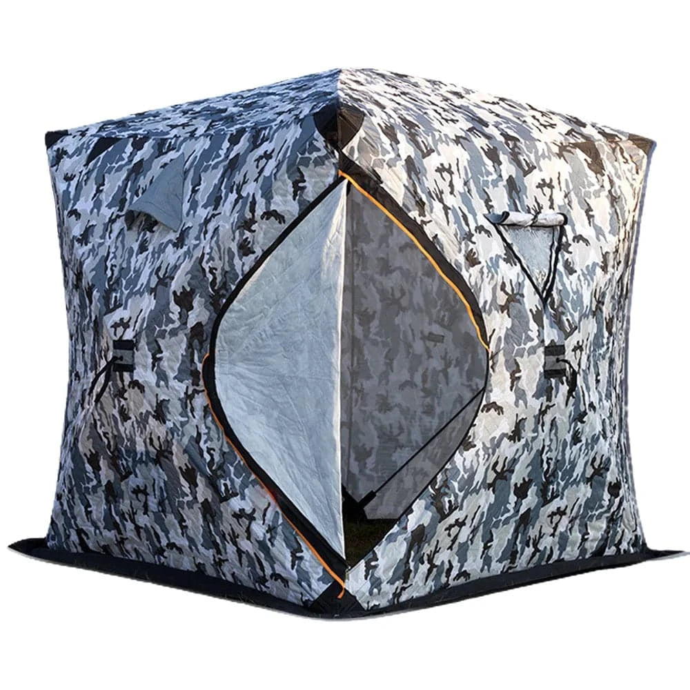 Portable Winter Ice Fishing Tent Outdoor Winter Camping Tent Thickened Warm Three-layers Cotton Shelter Waterproof Windproof-WAYBIKER