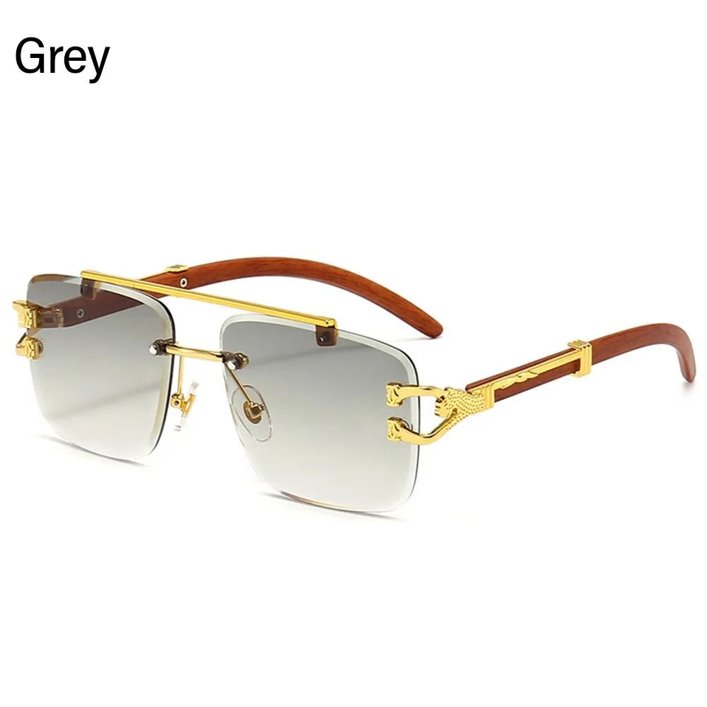 New Fashion Cheetah Head Sunglasses Rimless Sunglasses Rectangle Sunglasses Men & Women UV Protection Eyewear UV400-WAYBIKER