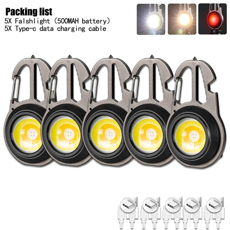 2023 New Mini Lantern Mutifuction Portable LED Flashlight Pocket Work Light Outdoor Camping Fishing Climbing Keychain Light-WAYBIKER