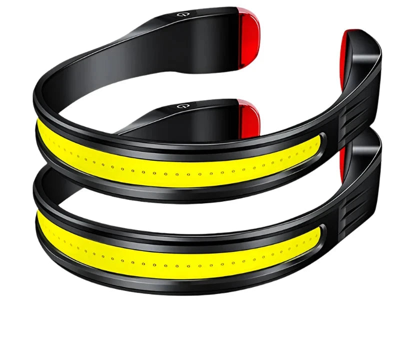 Running Headlamp USB C Rechargeable Built-in Battery Strong Light Fishing Reading Headlight with Tail Red and White Light-WAYBIKER