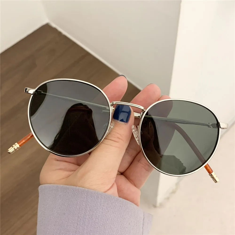 Women Men Sunglases Round Sun Glasses Women's Metal Frame Eyewear Fishing Glasses UV400 Shades-WAYBIKER
