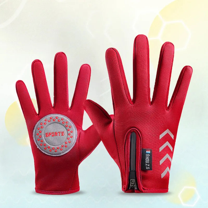 Children's Gloves Warm Cycling Winter Autumn Waterproof Kids Reflect Light Non-Slip Ski Fleece Boy Girl Scooter Gloves Zipper-WAYBIKER