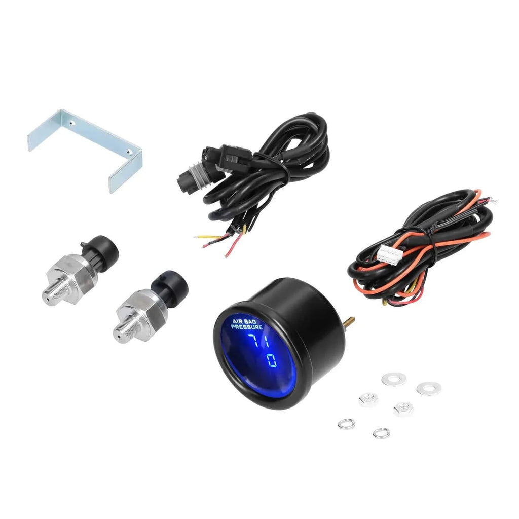 Dual/Triple Display Air Pressure Guage LED Digital Air Suspension Gauge 0-220PSI 12/24V with 2pcs/3pcs 1/8NPT Sensors-WAYBIKER