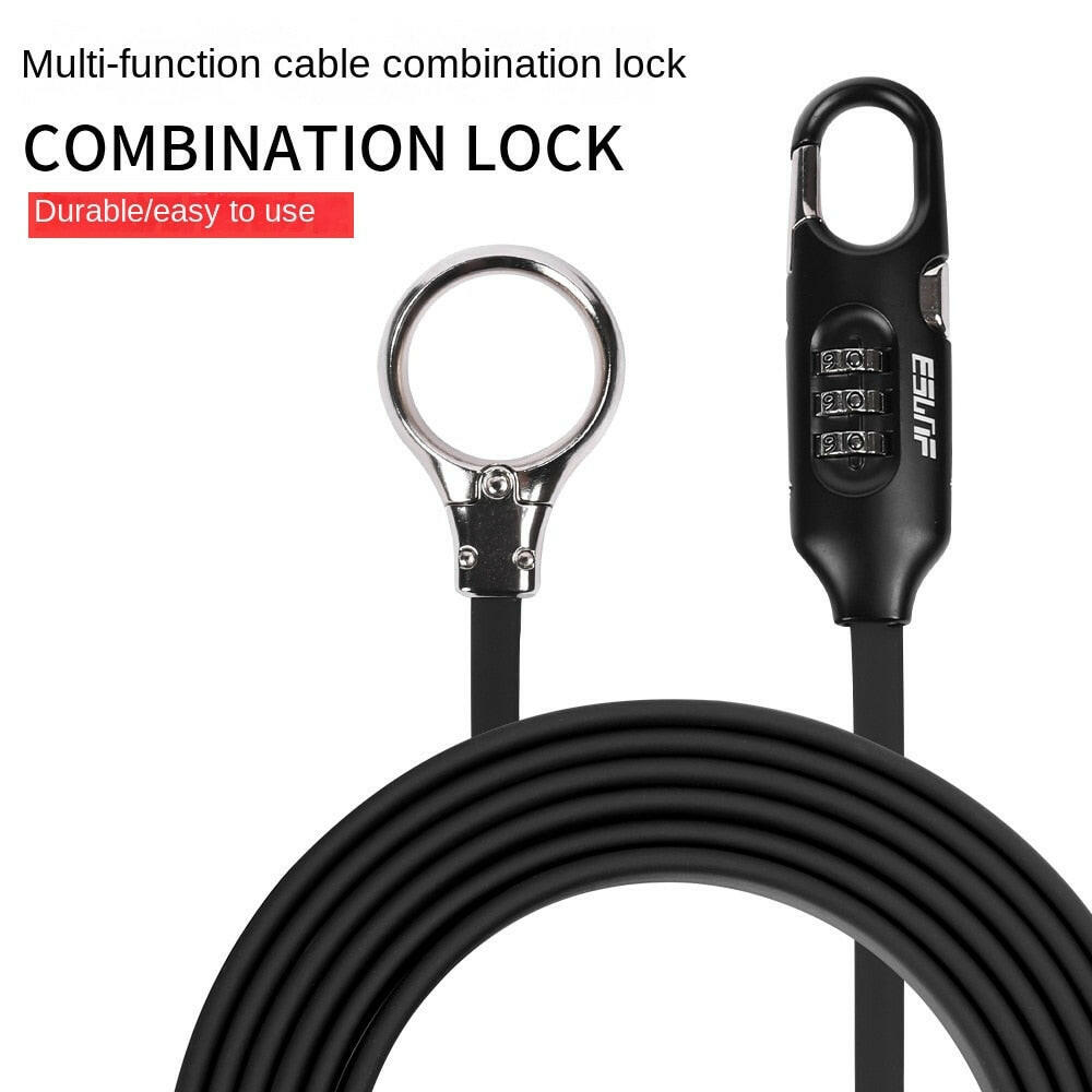 ESLNF Lengthened 1.8 M Anti Theft Bike Lock Steel Wire Safe Bicycle Lock quality MTB Road Bicycle Lock Bicycle Accessories-WAYBIKER