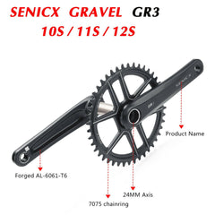 SENICX GR3 Gravel Bike Crankset 40T/42T/44T chainring 165mm 170mm 175m