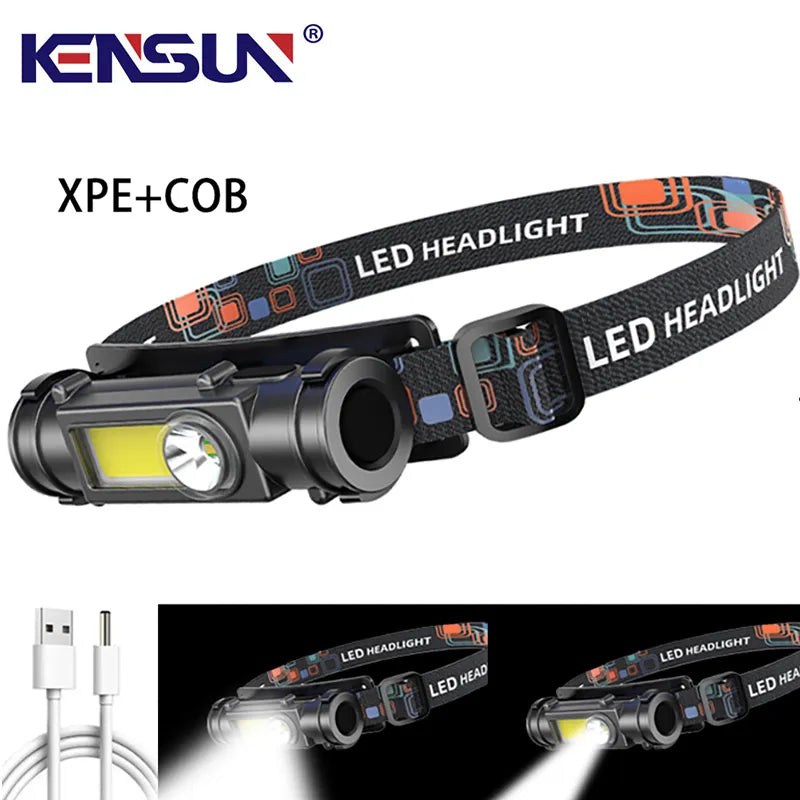 Portable LED Headlamp Built in 18650 Battery Headlight Outdoor Fishing Head Lamp Strong Light Flashlight USB Rechargeable Torch-WAYBIKER