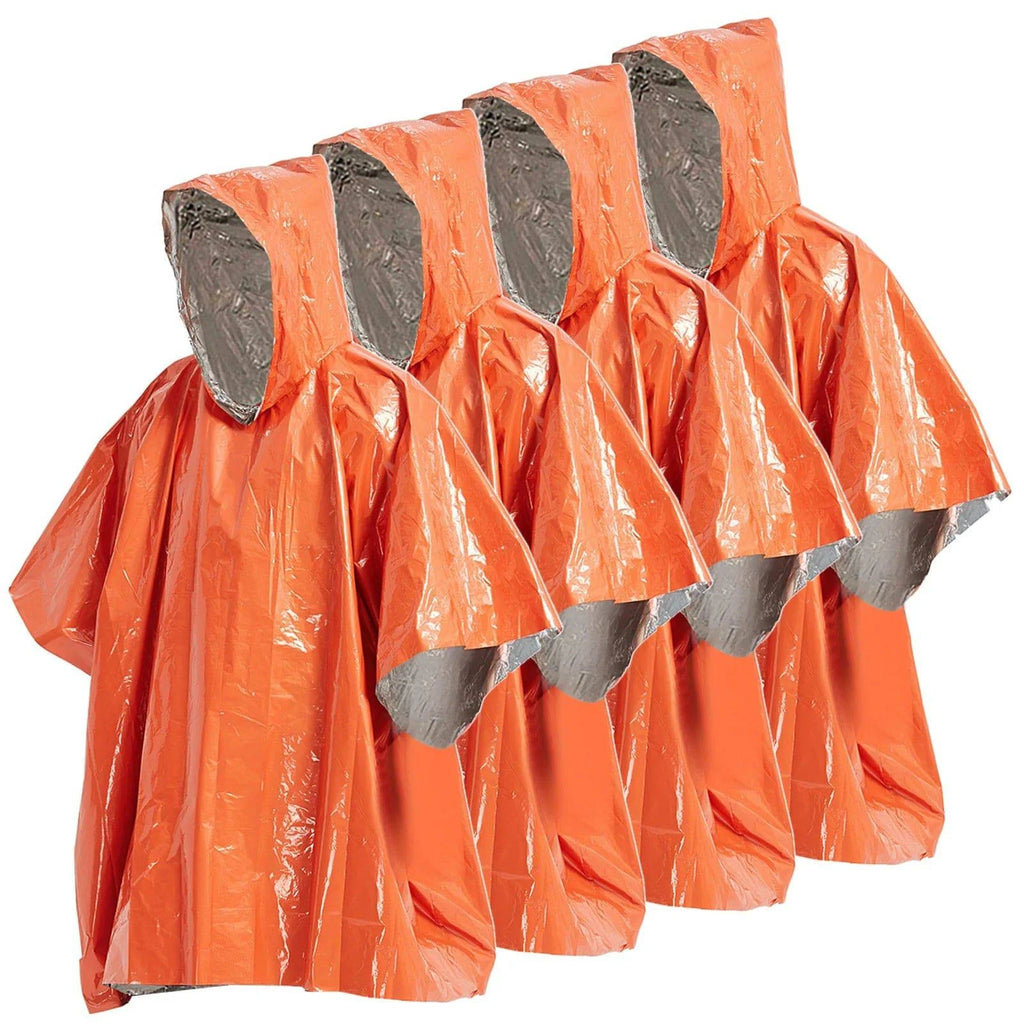 2022 New 4 Pack Emergency Rain Poncho Thermal Blanket Poncho Weather Proof Outdoor Survival Camping Gear Camping Equipment-WAYBIKER
