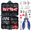 263pcs Fishing Accessories Set with Tackle Box Including Plier Jig Hooks Sinker Weight Swivels Snaps Sinker Slides-WAYBIKER