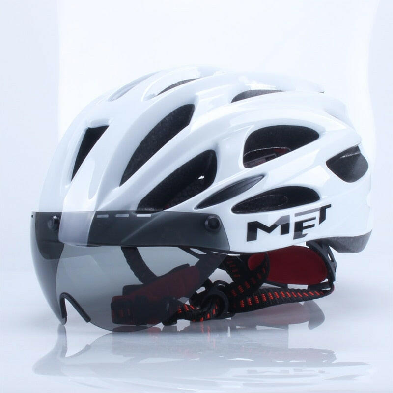 Met Brand Bicycle Men Women Bike Helmet MTB Mountain Road Ciclismo Bike Integrally Molded Cycling Helmets Safety Cap With Lens-WAYBIKER