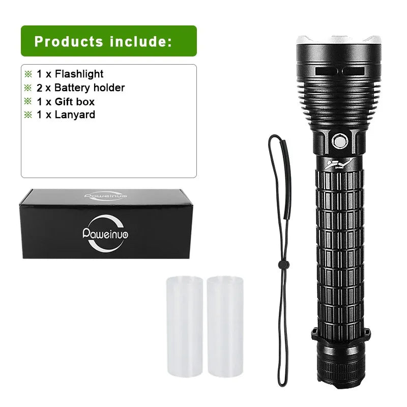 2023 New XHP190 Led Diving Flashlight IPX8 Underwater Waterproof 800M Professional Diving Torch L2 Underwater Lighting Work Lamp-WAYBIKER