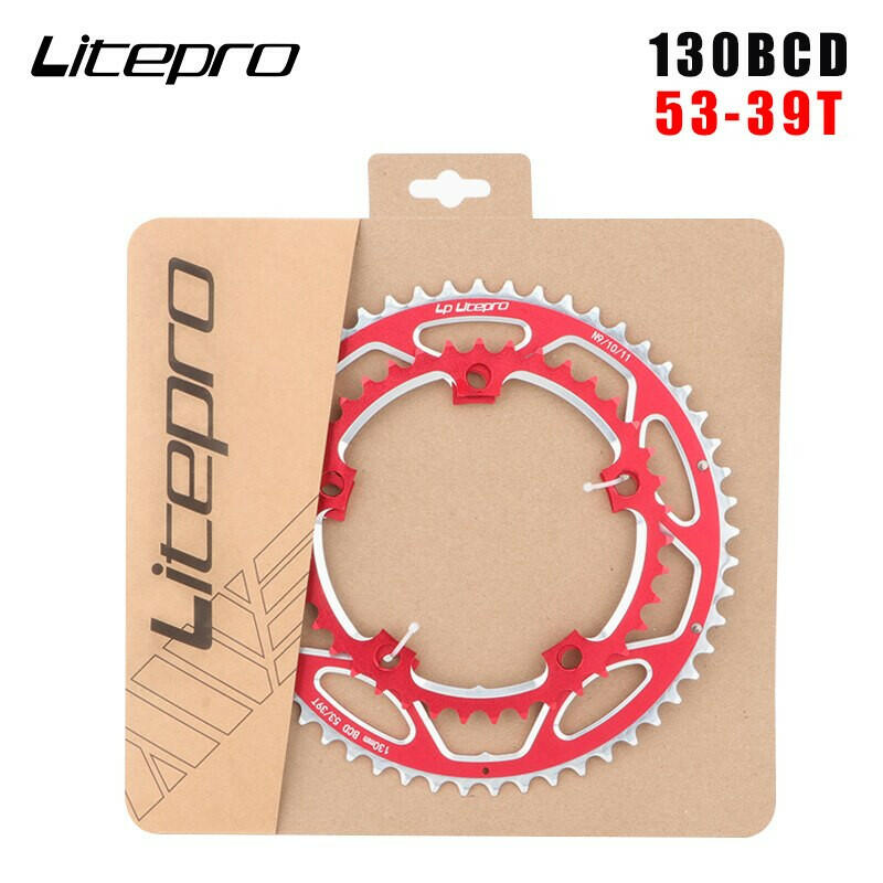 Litepro130BCD Bicycle Chainring Double Disc 53-39T for Road Bike Crankset Compatible 9/10/11Speed Folding Bike Chain Wheel-WAYBIKER