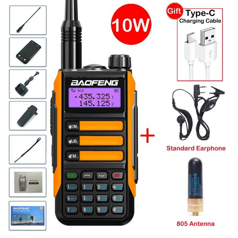 2023 Baofeng UV-16 MAX Walkie Talkie 10 KM Military 10W Powerful Waterproof VHF UHF CB Ham Dual Band Two Way Radio USB-C Charger-WAYBIKER