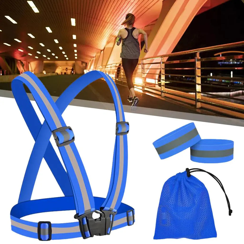 Running Reflective  Adjustable Glowing Reflector Reflector Straps for Night Walking Outdoor Activities Motor  Men Women-WAYBIKER