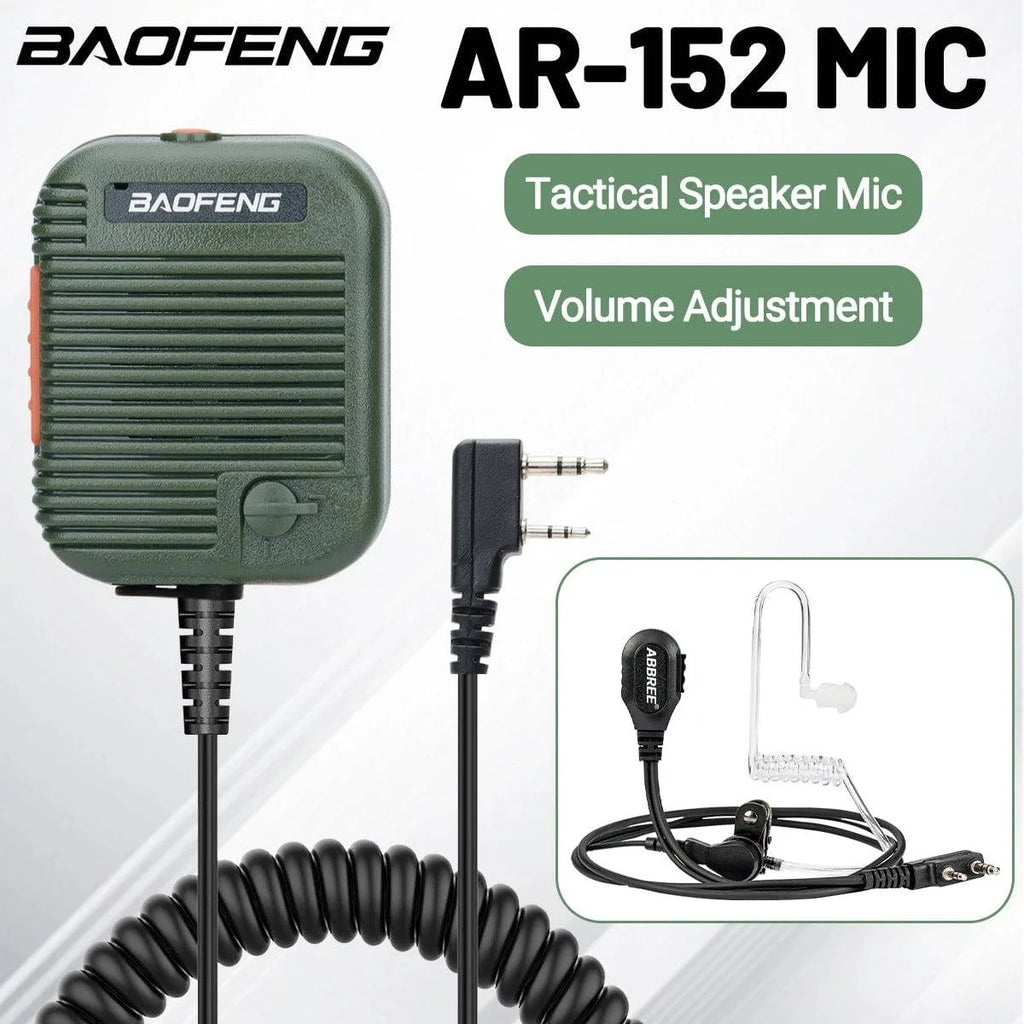 Baofeng AR-152 Tactical Remote Speaker Mic K Plug 2 Pin Volume Adjustable For AR-152 UV-5R S9 PLUS Walkie Talkie Two Way Radio-WAYBIKER