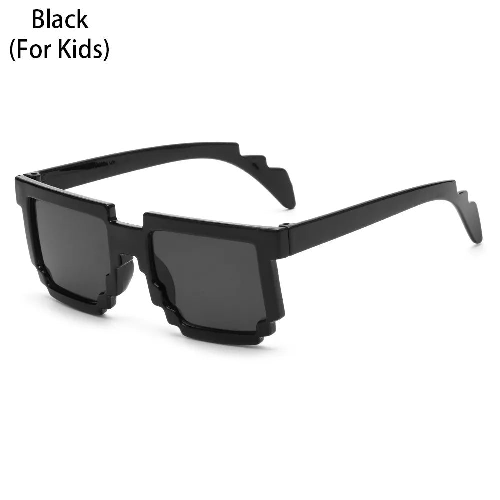 Kids and Adults Sunglasses Cosplay Action Game Toy Square Glasses Pixel Mosaic Sunglasses Thug Life Sunglasses-WAYBIKER