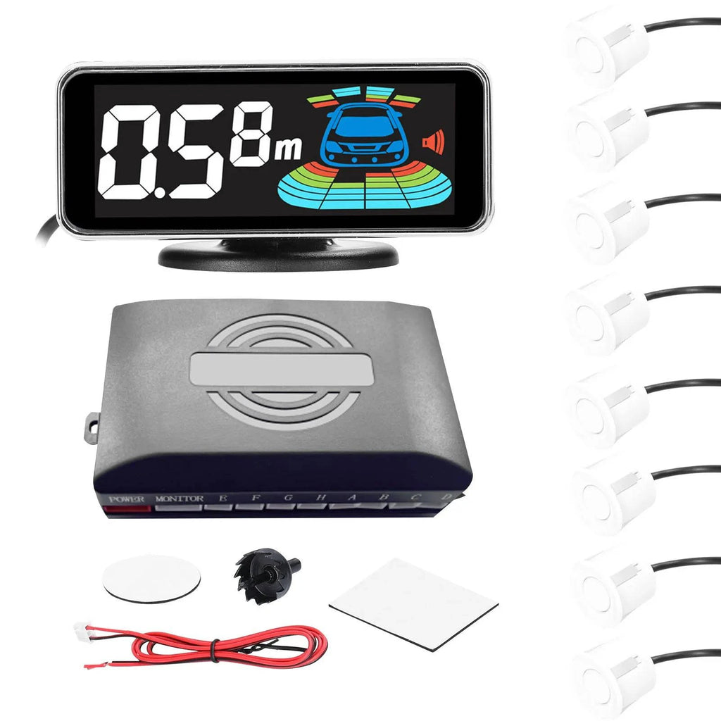 Rear Reversing Radars System LCD Display Car Parking Sensor Distance Detection Sound Warning Buzzer With 4pcs/8pcs Probes-WAYBIKER
