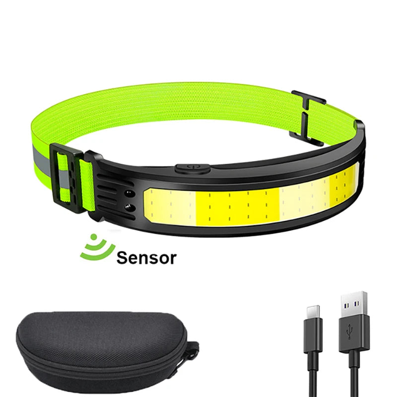 Led Headlamp Sensor Headlight Rechargeable Waterproof Search Light Head Flashlight 6 Lighting Modes for Camping Fishing Hiking-WAYBIKER