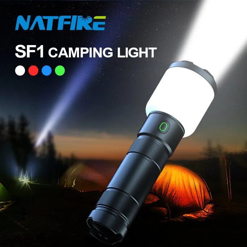 NATFIRE SF1 LED Camping Flashlight USB C Rechargeable Lamp 4 Color Waterproof Flashlight Portable Powerful Flashlights-WAYBIKER