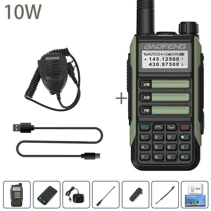 Baofeng UV-16 Plus Walkie Talkies Long Range 10KM Waterproof Two Way Radio10W VHF UHF Band UV 16 Pro USB Type C Upgrade of UV-5R-WAYBIKER
