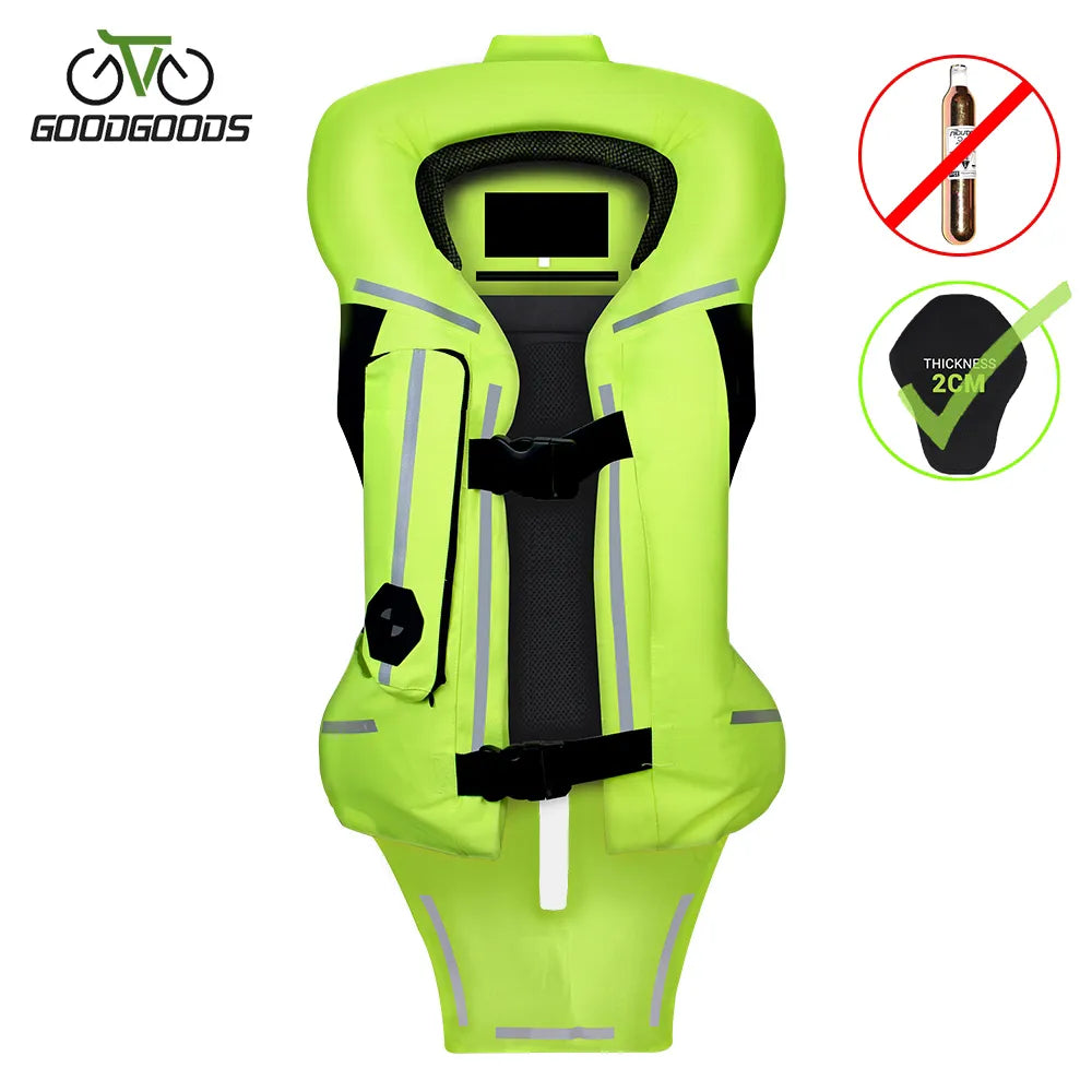 Cycling Airbag Vest Men Motorcycle Jacket Reflective Motocross Air Bag Moto Vest Protective Black Fluorescent S-3XL-WAYBIKER