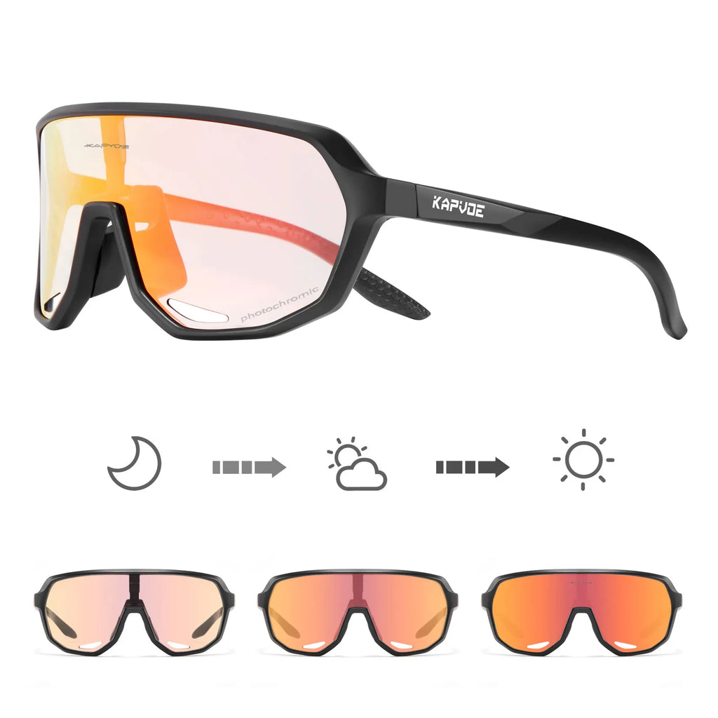 KAPVOE Outdoor Sport Photochromic Cycling Sunglasses UV400 Road Bike Cycling Glasses for Men Women MTB Driving Bicycle Goggles-WAYBIKER
