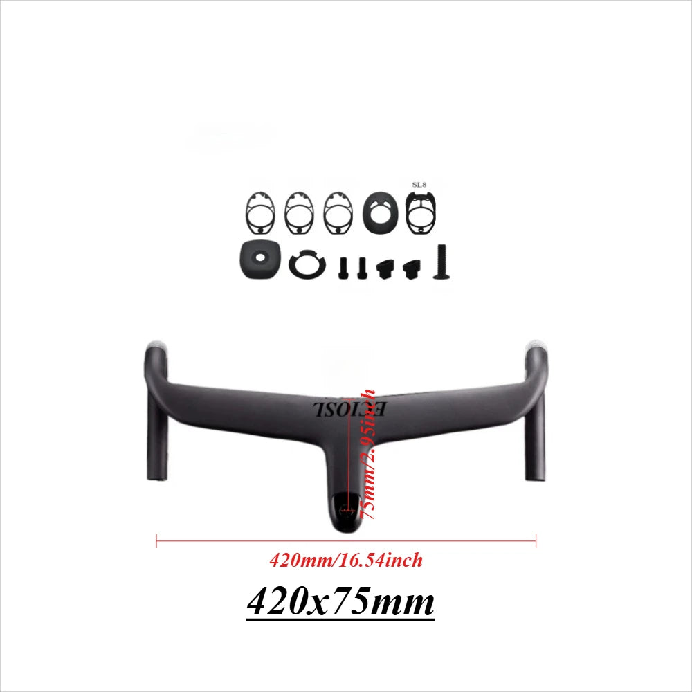 ECIOSL Carbo handlebar carbon stem roval Internal Cable Routing Road Bicycle Handlebar Cockpit Di2 color changing laser