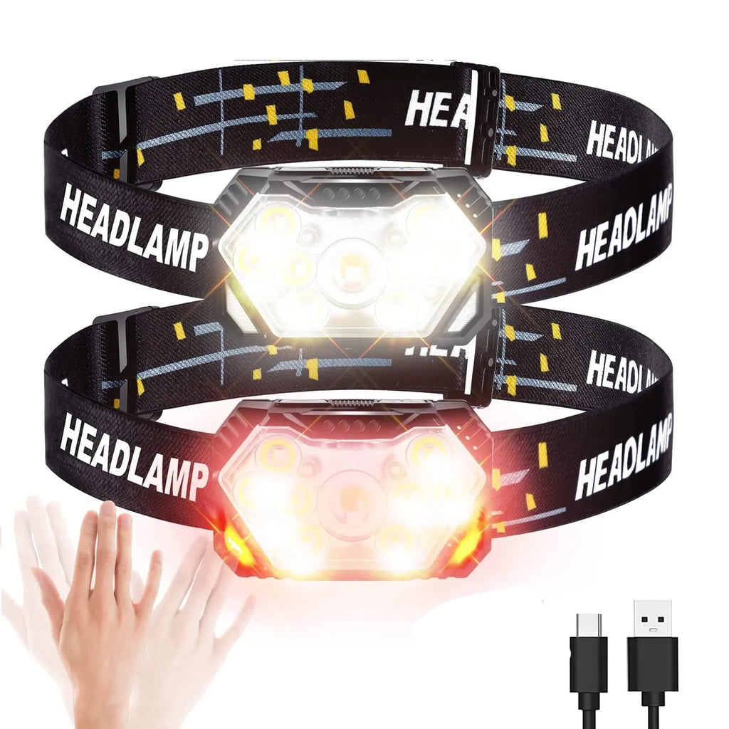 Led Strong Light Headlamp USB Rechageable Motion Sensor Headlight Portable Fishing Camping Outdoor Head Lamp Work Flashlight-WAYBIKER