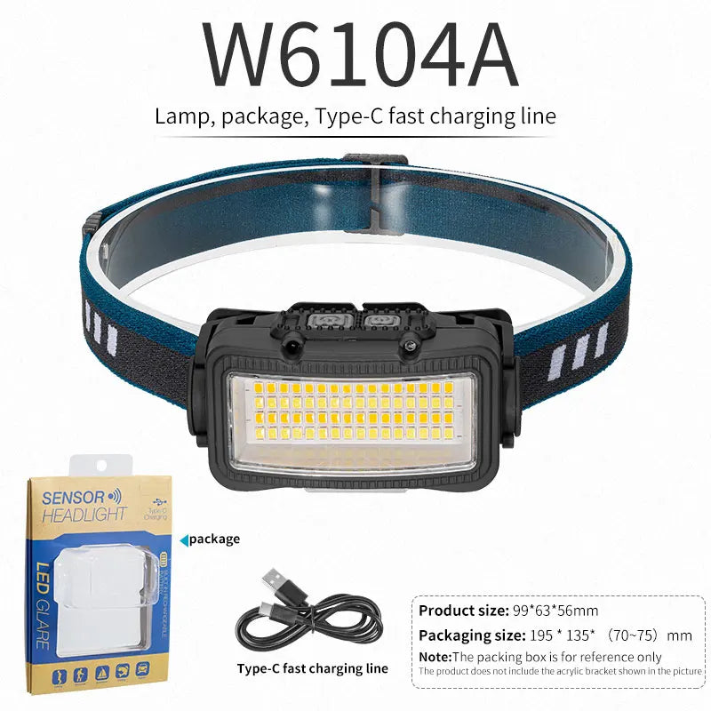 Portable Powerful LED Headlamp USB Rechargeable Hunting Headlight Waterproof Head Torch with Lights Angle Adjustable-WAYBIKER