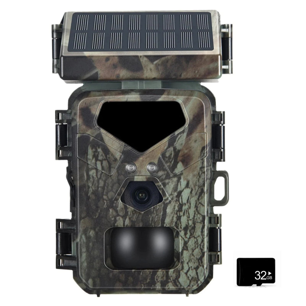 Solar Powered Night Vision Trail Camera 50MP 4K Hunting Cameras 0.3s Trigger Time Trail Camera for Wildlife Monitoring Hunting-WAYBIKER